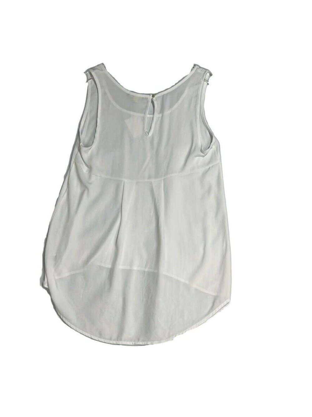 Pleione Womens White Sleeveless High-Low Blouse Small 100% Polyester Made In USA - Picture 2 of 8